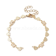 Handmade Butterfly Heart Brass Link Chain Bracelet Making, with Lobster Claw Clasp, Fit for Connector Charms, Golden, 6-5/8 inch(16.8cm)(AJEW-JB01150-17)