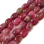 Natural Malaysia Jade Beads Strands, Faceted, Oval, Dyed and Heated, Old Rose, 8.5~11.5x7~8x6.5~8mm, Hole: 1.5mm, about 37~38pcs/strand, 14.76''~15.55''(37.5~39.5cm)(G-I283-H04-01)