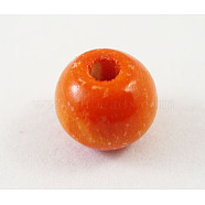 Natural Wood Beads, Rondelle, Lead Free, Dyed, Orange, Beads: 8mm in diameter, hole:3mm(X-YTB022-4)