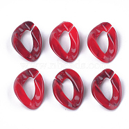 Acrylic Linking Rings, Quick Link Connectors, For Curb Chains Making, Imitation Gemstone Style, Twist, Dark Red, 23x16.5x5.5mm, Hole: 11.5x6mm, about 580pcs/500g(OACR-S021-19B-03)