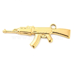 304 Stainless Steel Pendants, Gun Charms, Real 18K Gold Plated, 16x42.5x2mm, Hole: 2.8mm(STAS-I202-19G)