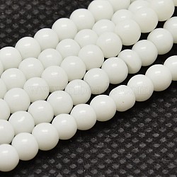 Opaque Solid Color Glass Round Beads Strands, Grade AA, White, 6mm, Hole: 1mm, about 50pcs/strand, 12 inch(X-GLAA-F032-6mm-01)