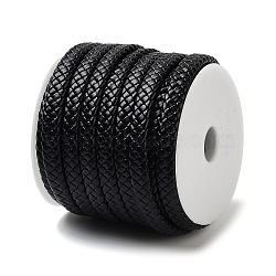 10M 8-Ply PU Leather Braided Cord, Leather Jewelry Cord, Jewelry DIY Making Cord, Flat, Black, 9x4mm, about 10.94 Yards(10m)/Roll(WL-WH0014-01A)