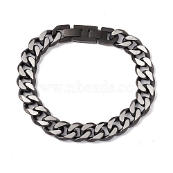 Ion Plating(IP) 304 Stainless Steel Curb Chains Bracelet for Men Women, Gunmetal, 8-5/8 inch(22cm)(BJEW-B063-01B)