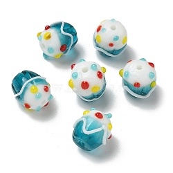 Handmade Lampwork Bumpy Beads, Ice Cream Cake, Dark Turquoise, 12~13x10.5~13x10.5~13mm, Hole: 1.2~1.6mm(LAMP-M022-01C)