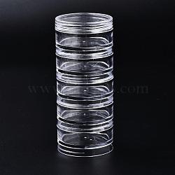Polystyrene Bead Storage Containers, with 5 Compartments Organizer Boxes, for Jewelry Beads Small Accessories, Column, Clear, 5x11.7cm, compartment: 4.4x1.9cm(CON-Q038-005B)