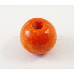 Natural Wood Beads, Rondelle, Lead Free, Dyed, Orange, Beads: 8mm in diameter, hole:3mm(X-YTB022-4)
