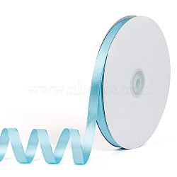 Single Face Solid Color Satin Ribbon, for Wedding, Gift Wrapping, Bow Making, Sky Blue, 3/8 inch(9~10mm), about 100yards/roll(91.44m/roll)(SRIB-S052-10mm-011)