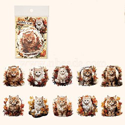 20Pcs 10 Styles Paper Cartoon Animals Decorative Stickers, Self-adhesion, for Kid's Art Craft, Cat Shape, 65x65mm, 2pcs/style(PW-WG46080-01)