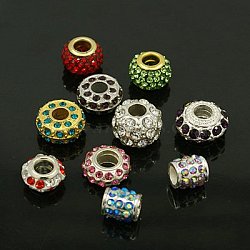 Glass Rhinestone European Beads, Large Hole Beads, Mixed Style, Mixed Color, 9~16x6~11mm, Hole: 5~6mm(X-CPDL-MSMC001-M2)