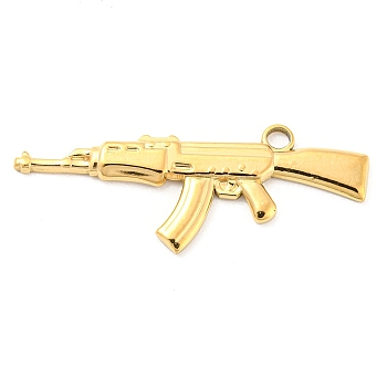 304 Stainless Steel Pendants, Gun Charms, Real 18K Gold Plated, 16x42.5x2mm, Hole: 2.8mm