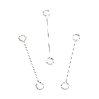 Non-Tarnish 316 Surgical Stainless Steel Eye Pins, Double Sided Eye Pins, Stainless Steel Color, 20x2.5x0.4mm, Hole: 1.6mm