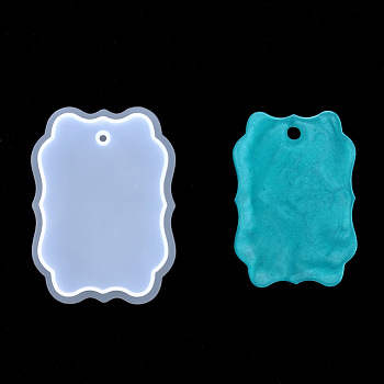 Pendant Silicone Molds, Resin Casting Molds, For UV Resin, Epoxy Resin Jewelry Making, White, Inner Size: 7.3x5.3x1.2cm, Hole: 0.5cm