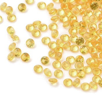 Cubic Zirconia Cabochons, Faceted Diamond, Gold, 1.2x1mm