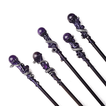 Natural Amethyst Magic Wand, Cosplay Magic Wand, for Witches and Wizards, Snake, 270mm