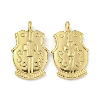 Ion Plating(IP) 304 Stainless Steel Pendants, Waistcoat Charm, Real 18K Gold Plated, 21.5x13x2.5mm, Hole: 1.5mm