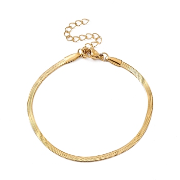 304 Stainless Steel Herringbone Chains Bracelet for Men Women, Golden, Wide: 2.5mm, 6-1/2 inch(16.5cm)