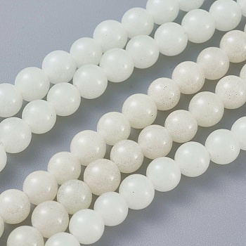 Synthetic Luminous Stone Beads Strands, Round, 6mm, Hole: 0.8mm, about 68pcs/strand, 14.8 inch(37.7cm)