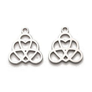 316 Surgical Stainless Steel Charms, Laser Cut, Trinity Knot Charm, Stainless Steel Color, 14x13x1mm, Hole: 1.6mm