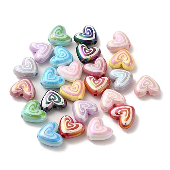Plated AB Acrylic Beads, Heart, Mixed Color, 14.5x17x7.5mm, Hole: 2.3mm