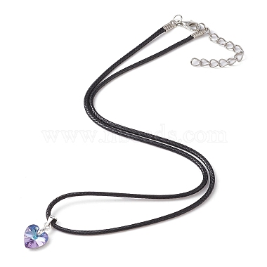 Glass Heart Pendant Necklaces(NJEW-JN04476)-5