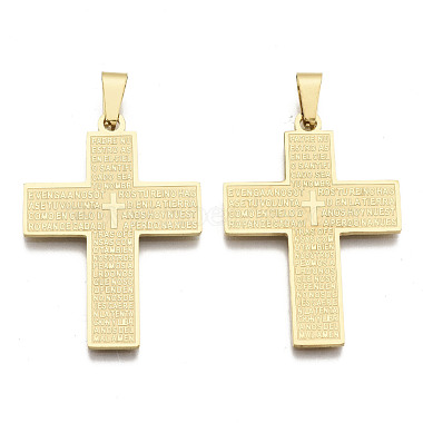 Real 18K Gold Plated Cross 201 Stainless Steel Pendants