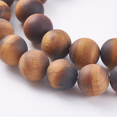 Natural Frosted Tiger Eye Round Bead Strands(G-M064-12mm-02)-3