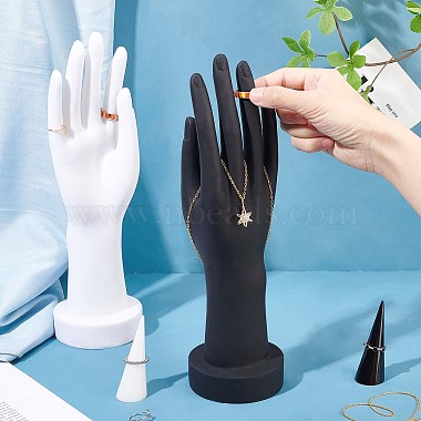 PandaHall Elite 4Pcs 2 Style PVC Hand Model and Cone Shaped Acrylic Ring Displays(ODIS-PH0001-31)-5