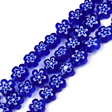 Medium Blue Flower Millefiori Lampwork Beads