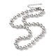 Non-Tarnish 304 Stainless Steel Round Beads Necklace for Women(NJEW-B107-01B-P)-1