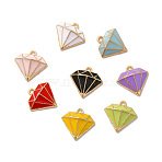 Alloy Enamel Pandants,  Lead Free & Cadmium Free, Light Gold, Diamond Charm, Mixed Color, 16x16x5.5mm, Hole: 1.4mm(ENAM-K067-52KCG)