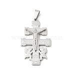 304 Stainless Steel Pendants, Religion Jesus Cross Charms, Non-Tarnish, Stainless Steel Color, 49x29x6mm, Hole: 8x5mm(STAS-G378-04P)