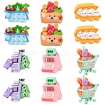 24Pcs 6 Styles Supermarket Theme Opaque Resin Decoden Cabochons Sets, Mixed Shapes, Mixed Color, 20.5~32x22.5~31x8~11mm, 4pcs/style(RESI-YW0004-06)