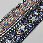 Ethnic Style Floral Pattern Embroidery Polyester Ribbons, Jacquard Ribbon, Garment Accessories, Dark Blue, 1-7/8 inch(49mm), about 2~3 yards/roll(OCOR-XCP0003-16A)