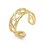 Ion Plating(IP) 304 Stainless Steel Hollow Heart Open Cuff Ring for Women, Golden, US Size 9(18.9mm)(RJEW-E053-01G)