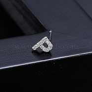 Platinum Brass Micro Pave Cubic Zirconia Stud Earrings, Initial Letter, Letter P, No Size(XI6969-16)