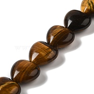 Natural Tiger Eye Beads Strands, Heart, 15x16x7.5mm, Hole: 1mm, about 12pcs/strand, 6.97''~7.09''(17.7~18cm)(G-K335-01E)
