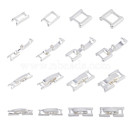 20Pcs 4 Styles Eco-Friendly Brass Watch Band Clasps, Long-Lasting Plated, Lead Free & Cadmium Free, Silver, 15~17x3.5~7.5x4mm, 5pcs/style(KK-FH0007-26)