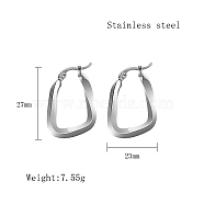 Stainless Steel Hoop Earrings for Women, Stainless Steel Color, Twist, 27x23mm(QX9021-3)