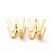 Initial Hoop Earrings for Women, Golden Letter Brass Earrings, Letter.W, 12x14x9.5mm, Pin: 0.8mm(EJEW-P194-01G-W)