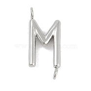 304 Stainless Steel Letter Connector Charms, Stainless Steel Color, Letter M, 12x5.5x2mm, Hole: 1.2mm(STAS-M108-01P-13)