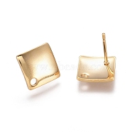 304 Stainless Steel Stud Earring Findings, Rhombus, Golden, 13.5x13.5x1.4mm, Hole: 1.5mm, Pin: 0.8mm(X-STAS-E482-02G)