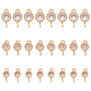 24Pcs 3 Styles Brass Pave Clear Cubic Zirconia Connector Charms, Flat Round Link, Long-Lasting Plated, Cadmium Free & Lead Free, Light Gold, 11.5~13.5x5~7.5x3~4.5mm, Hole:, 1.5~2mm, 8pcs/style(KK-FH0006-33)
