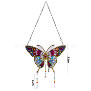 DIY Resin Sun Catcher Pendant Decoration Diamond Painting Kit, for Home Decorations, Butterfly, Mixed Color, 135mm(DIAM-PW0001-108J)