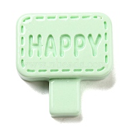 Opaque Resin Cabochons, Street Signs with Word Happy, Pale Green, 20x19x5mm(CRES-P025-A04)