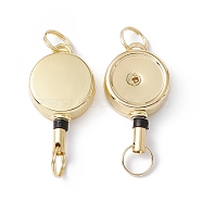 Alloy Badge Reels, Retractable Badge Holder, with Split Ring, Flat Round, Light Gold, 52~370x21x9.5mm(AJEW-C018-01LG)