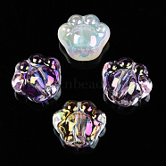 Transparent Acrylic Beads, Cat Paw, AB Color, Mixed Color, 15x13x10.5mm, Hole: 2.7mm(TACR-P004-01)