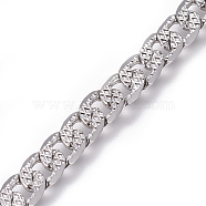 304 Stainless Steel Cuban Link Chains, Chunky Curb Chains, Twisted Chains, Unwelded, Textured, Stainless Steel Color, 5.5mm, Links: 8.5x5.5x1.3mm(CHS-L020-046A-P)
