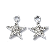 Alloy Rhinestone Pendants, Star, Crystal, 15.5x12.5x2mm, Hole: 2mm(RB-P037-01P-03)