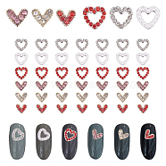 CHGCRAFT 60Pcs 6 Style Alloy Rhinestone Cabochons, Heart, for Nail Art Studs and Nail Art Decoartion Accessories, Mixed Color, 5.5~7.5x6.5~8x2~3mm, 10pcs/style(MRMJ-CA0001-25)